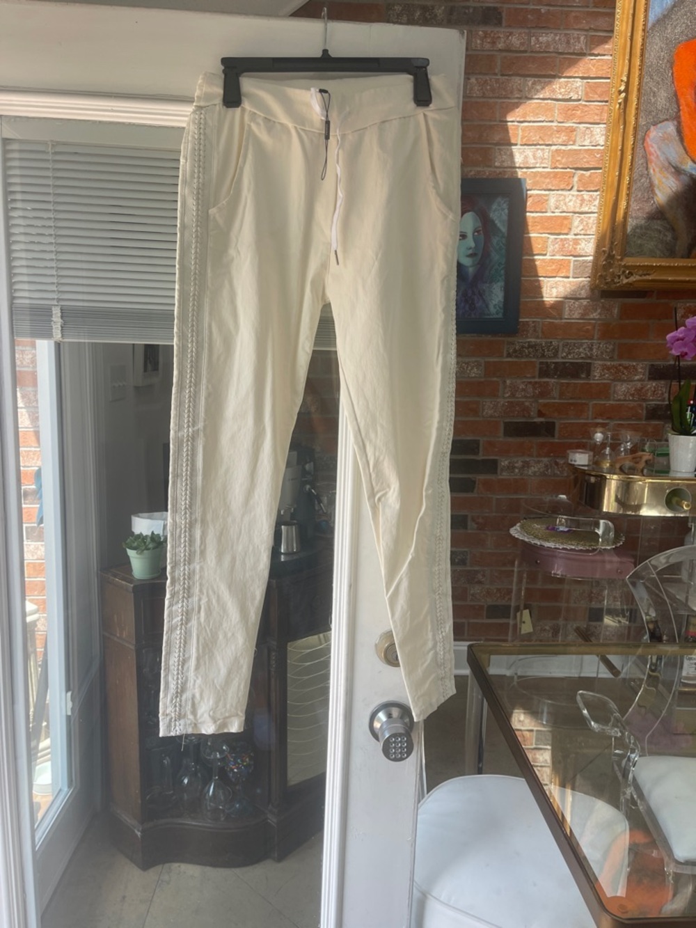 Cream Drawstring Pants
